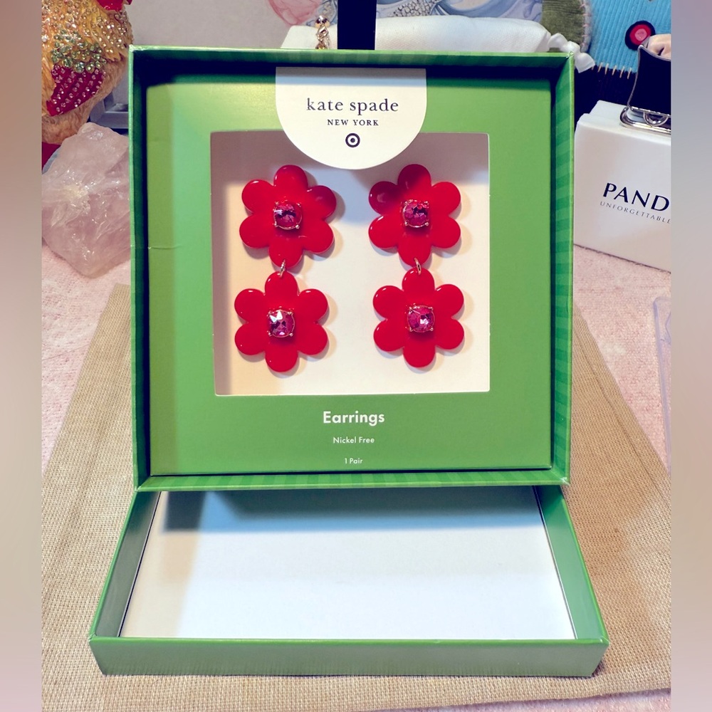 Kate Spade Target colan Red Flower Earrings